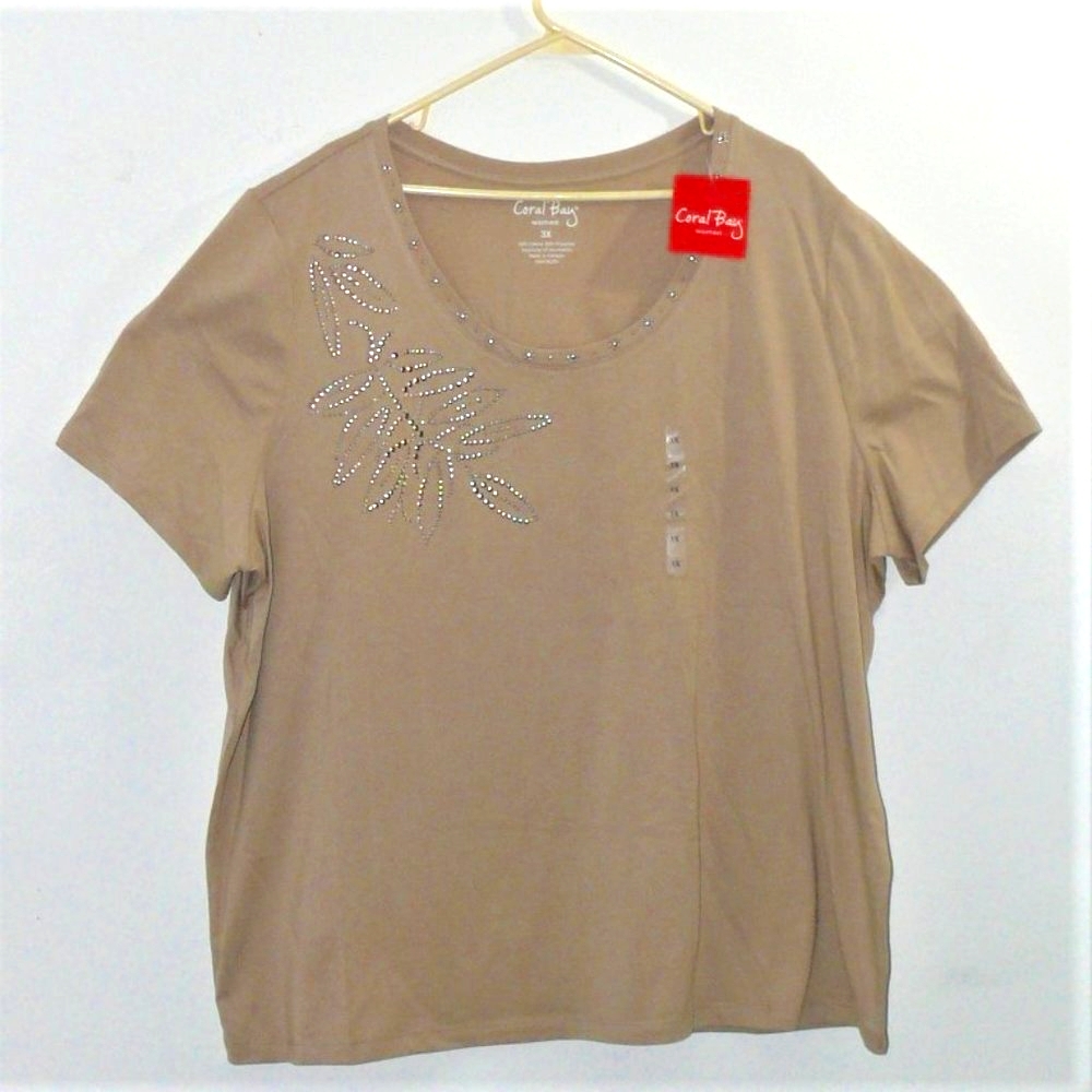 NWT coral bay stud embellished top